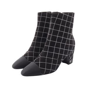 [Pre-owned] Chanel CHANEL Boots, Coco Mark Diamond Design, Short Suede Boots, Women's, Unused