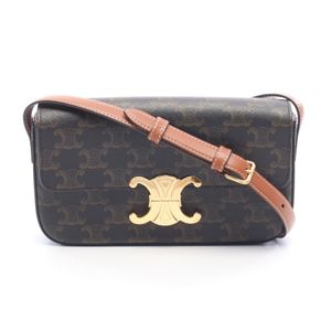 [Used] Celine CELINE Shoulder Bag Claude Triomphe Braun/Black PVC Coated Canvas Leather Triomphe Claude Women's Used A