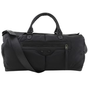 BALENCIAGA波士頓包，機車風兩用肩包，尼龍 x 皮革，黑色，雙向，磁扣，男女通用 [二手]
