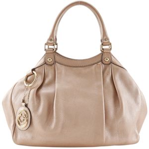 Gucci 구찌 수키 손가방 구찌 시마 수키 211944 가죽 메탈릭 베이지 베이지 토트백 마그넷 타입 Sukey 여성용【중고】