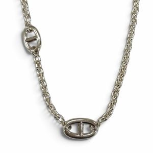 精美美品★Hermes 爱马仕 2023年制 AG925 Chaine d'Ancre Farandole 长款项链 银色 意大利制 重量135.4g 女士