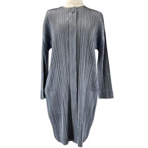 미사용급▲PLEATS PLEASE ISSEY MIYAKE PP91-JA513 롱 가디건/볼레로 그레이 3 일본제 정품 여성용