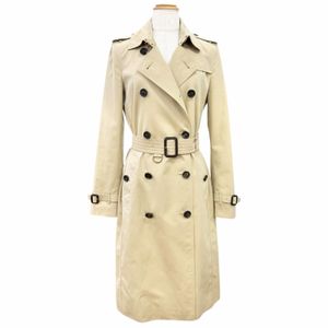 Excellent condition △ BURBERRY 4006905 100% Cotton KENSINGTON Trench Coat with Nova Check Lining, Beige, Size IT 36, Made in England, Authentic, Women's