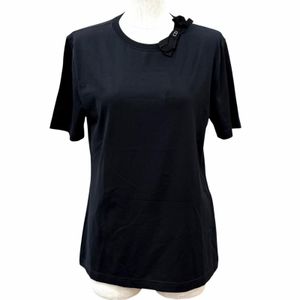 全新 ★ DIOR 26SS 653T13A4M21 修身T卹 100%純棉RIBON短袖 黑色 銀色五金 M碼 義大利製造 正品女裝
