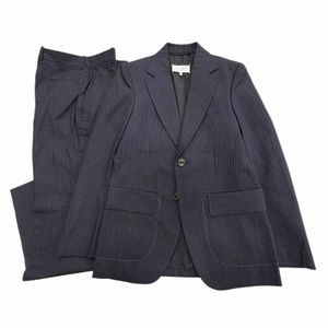 成色極佳 ▼ Maison Margiela 16 14 S50FT0107 56%羊毛條紋單件西裝套裝 海軍藍 IT 46 義大利製造 正品男裝