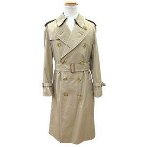 Excellent condition △ Burberrys vintage cotton long trench coat with Nova Check lining and belt, beige, size 32 (short), men's.