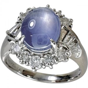15号 スターサファイア 4.19ct ダイヤモンド 0.77ct リング・指輪 Pt900プラチナ 9.0g レディース 【中古】