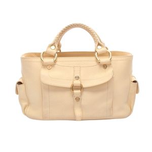 [Used] Celine CELINE Bag, Beige Leather Handbag, Women's, Used B