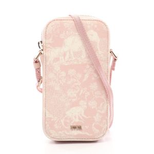 【二手】迪奧 (Dior) 女士單肩包，帶手機袋，Toile de Jouy 粉紅色/白色帆布皮革，Toile de Jouy 手機袋