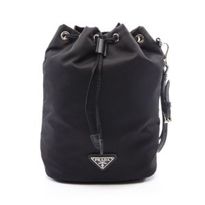 【二手】Prada PRADA VELA Re-Nylon 1NE369 黑色尼龍 Saffiano 皮革三角 Logo 女士手拿包