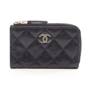 【มือสอง】 ชาแนล CHANEL กระเป๋าสตางค์ยาวซิป L ลาย Matelasse Camellia พร้อมพวงกุญแจ หนัง สีดำ กระเป๋าใส่เหรียญ สภาพดีเยี่ยม Used A