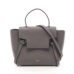 [Used] Celine CELINE handbag BELT BAG NANO Belt Bag Nano 2WAY Charcoal Gray Leather Belt Bag Nano Women's Used A