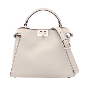 【二手】FENDIPeekaboo Essentially 兩用手提包 8BN302 淺灰色皮革 Peekaboo Iconic Essentially 女士