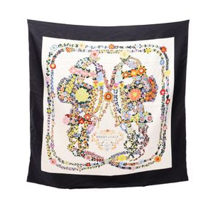 【二手】Hermes 爱马仕 头巾/丝巾 Carré 90 Brides de Gala en Fleurs 花卉图案 真丝 Carré 90 女士 Used B
