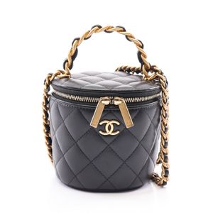 【สินค้ามือสอง】 ชาแนล CHANEL กระเป๋าสะพายไหล่ Matelasse Vanity Bag 2WAY สีดำ หนัง Matelasse Vanity 2way Chain Shoulder สำหรับผู้หญิง สภาพ A