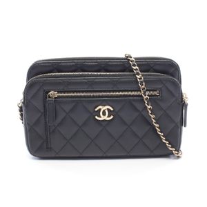 【สินค้ามือสอง】 ชาแนล CHANEL กระเป๋าสะพายไหล่ Matelasse Chain Wallet AP3738 สีดำ หนังแกะ (Lambskin) กระเป๋าสะพายไหล่ Matelasse Chain Wallet สำหรับผู้หญิง