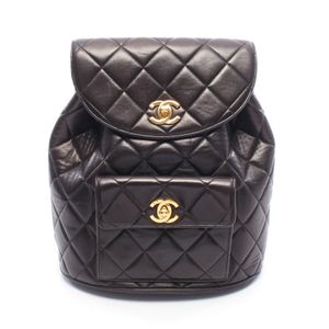 【มือสอง】 ชาแนล CHANEL กระเป๋าเป้สะพายหลัง Matelasse Turn-Lock Chain สีดำ หนังแกะ (Lambskin) กระเป๋าเป้สะพายหลัง Matelasse Double Turn-Lock Chain