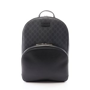 【중고】 Gucci 구찌 백팩 GG 수프림 백팩 795462 블랙/그레이 PVC 코팅 캔버스 레더 GG 수프림 백팩