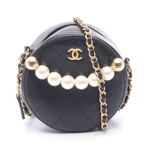 【สินค้ามือสอง】 ชาแนล CHANEL กระเป๋าสะพายไหล่ Matelasse Round Mini สีดำ หนัง Matelasse Round Mini Chain Shoulder สำหรับผู้หญิง เกรด B