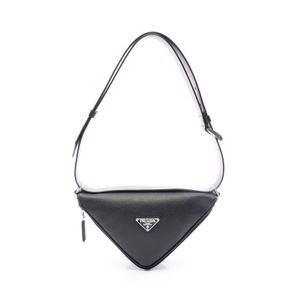 【二手】Prada PRADA 單肩包 SAFFIANOSA CUIR 2VL039 黑色 Saffiano 皮革三角形 Logo 單肩包 女士二手 A