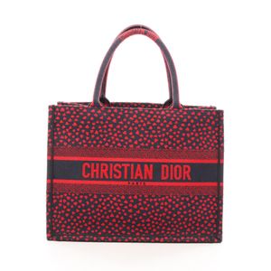 【中古】 ディオール Dior トートバッグ BOOK TOTE ブックトート ミディアム ネイビー/レッド キャンバス ブックトート ミディアム レディース Used A