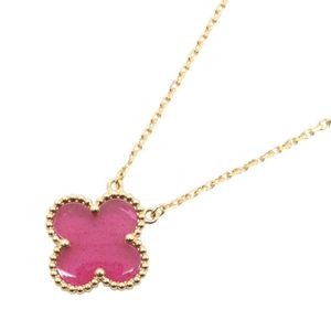[중고] Van Cleef & Arpels 목걸이 빈티지 알함브라 핑크 에나멜 목걸이 VCARPQZK00 목둘레 37/41.5cm K18(옐로우 골드) 빈티지 알함브라 핑크 에나멜 목걸이