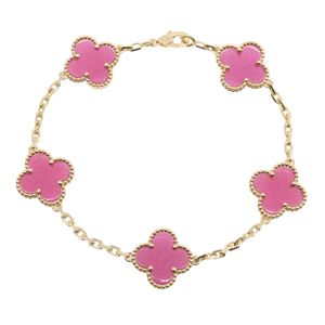 【중고】 Van Cleef & Arpels 팔찌 빈티지 알함브라 핑크 에나멜 5모티프 팔찌 VCARPQZI00 손목둘레 18cm K18 (옐로우 골드)