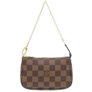신품 수준 LOUIS VUITTON 미니 포쉐트 악세소아 다미에 N58009 파우치 LV 1531【중고】