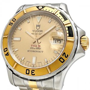 TUDOR Princess Date Tiger Hydronaut 89193P Watch, Stainless Steel/18K Yellow Gold, Automatic Movement, Champagne Dial/Silver Gold Strap, Men's [Used]