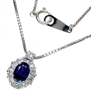 ロイヤルブルーサファイア 0.84ct ダイヤモンド 0.25ct ネックレス Pt900プラチナ/Pt850プラチナ 5.3g 40cm レディース 【中古】