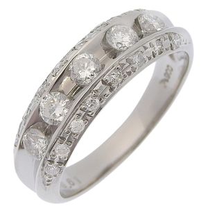 Size 14 Ring, Platinum 900 with 0.61ct Diamond, Approx. 4.6g, Women's [Used]