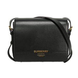 สินค้ามือสอง BURBERRY Grace Small Crossbody กระเป๋าสะพายไหล่ หนังลูกวัว ปั๊มฟอยล์ทอง ฝาปิดแม่เหล็ก สภาพดีเยี่ยม สะพายข้าง โลโก้ สีดำ 8067035