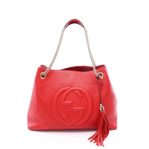 【중고】 Gucci 구찌 숄더백 소호 인터로킹G 536196 레드 레더 소호 인터로킹G 체인 숄더 토트백 여성용