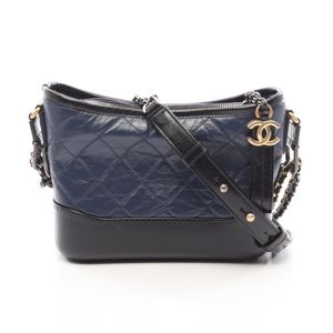 [Pre-owned] Chanel Gabrielle de Chanel Small Hobo Shoulder Bag, Black/Navy Leather, Chain Shoulder Bag