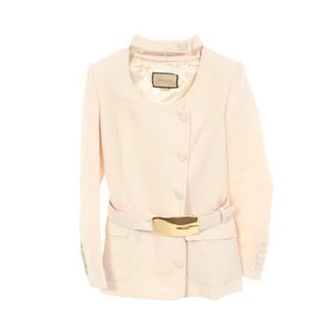 [중고] Gucci 구찌 노카라 재킷 베이지 울 재킷 벨트 포함 여성용 Used A