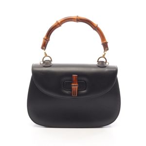 [중고] Gucci 구찌 손가방 뱀부 000･1227･0688 블랙 레더 뱀부 손가방 여성용 Used B