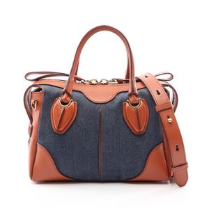 【中古】 トッズ TOD'S ハンドバッグ Dスタイリング 2WAY デニムブルー/ブラウン デニム レザー 2way ハンドバッグ レディース Used A