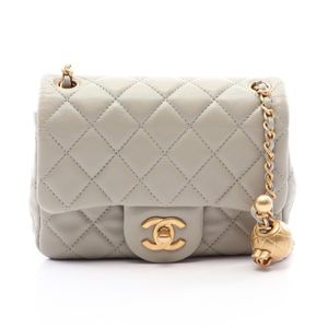 [Used] Chanel CHANEL Shoulder Bag Matelassé Gray Lambskin (Sheepskin) Matelassé Small Flap Chain Shoulder Women's Used A