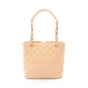 [Used] Chanel Matelasse PST Tote Bag, Light Beige, Caviar Skin (Grained Calf), Chain Tote, Women's, Used B