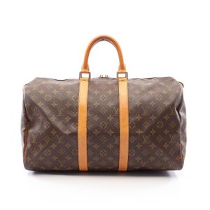【二手】LOUIS VUITTONKeepall 45 波士頓包 M41428 PVC塗層帆布皮革 Keepall 45 男女通用二手 B