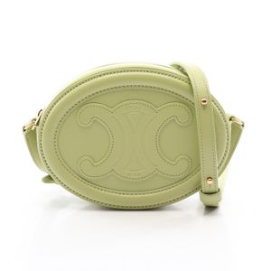 [Used] CELINE Triomphe Oval Purse Cuir Light Green Leather Shoulder Bag - Women's Used A