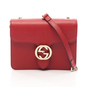 [중고] Gucci 구찌 숄더백 인터로킹 G 510304 레드 레더 인터로킹 G 체인 숄더백 여성용 Used A