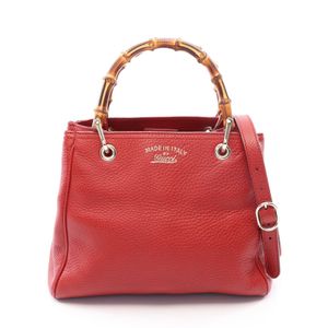 [중고] Gucci 구찌 손가방 뱀부 쇼퍼 스몰 2WAY 336032 레드 가죽 뱀부 쇼퍼 스몰 여성용 Used B