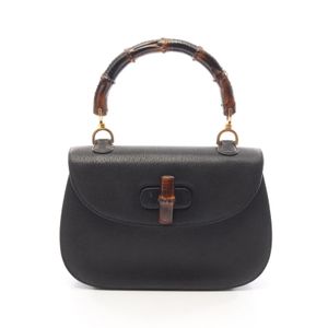 [중고] Gucci 구찌 손가방 뱀부 99･000･0633 블랙 레더 뱀부 탑 핸들 손가방 여성용 Used B
