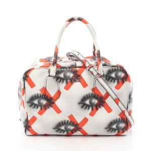 【中古】 プラダ PRADA ハンドバッグ DAINO ST.EYES 2WAY ホワイト/ブラック/レッド レザー ヴィッテロダイノ インサイド 2wayショルダー レディース Used A