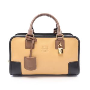 【二手】 LOEWE Amazona 28 手提包，黑色/米色/ブラウン皮革，女士，二手