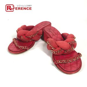 CHANEL CC Coco Mark Chain Matelassé Quilted Sandals