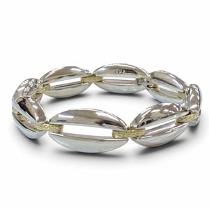 Mint Condition ▼ Georg Jensen Link 409 Combination 925 K18 750 (YG) Bracelet, Silver and Yellow Gold, Weight 76.36g, Men's/Women's Accessory