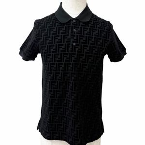 全新 □ FENDI FY0985 FF 壓花標誌天鵝絨短袖 polo 衫，黑色，XXS，義大利製，正品，男士，帶防塵袋。