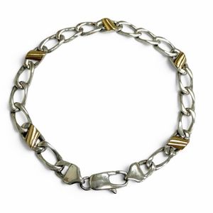 Mint Condition □ TIFFANY&Co. Tiffany Vintage SV925 750 Figaro Chain Bracelet Silver Yellow Gold Made in Italy Weight 10.4g Men's